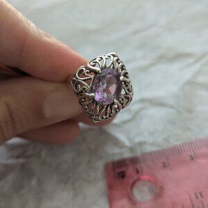 Rose de France amethyst in sterling silver ring